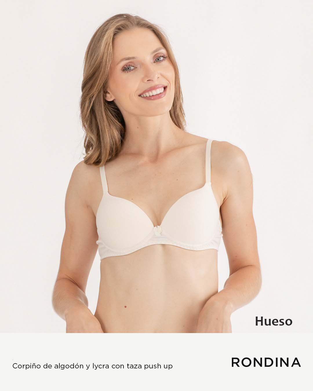 Corpiño de algodón y lycra. Con taza push-up. Varios Colores