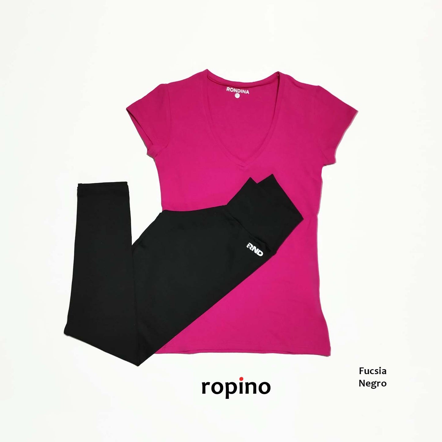 Remera de Algodón Cuello V & Legging de Supplex. Varios Colores