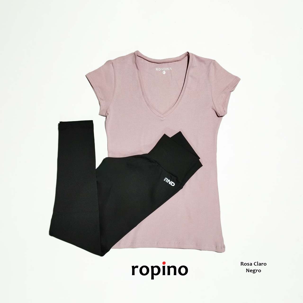 Remera de Algodón Cuello V & Legging de Supplex. Varios Colores