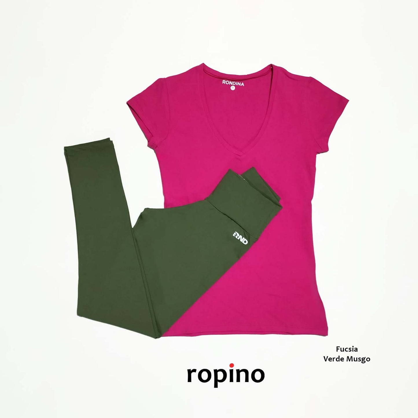 Remera de Algodón Cuello V & Legging de Supplex. Varios Colores